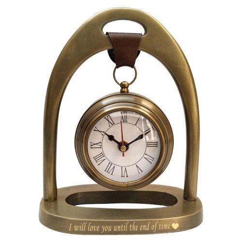 Table Clock Roman Number Dial Antique Style Desk Clock Hanging Engrave Your Text