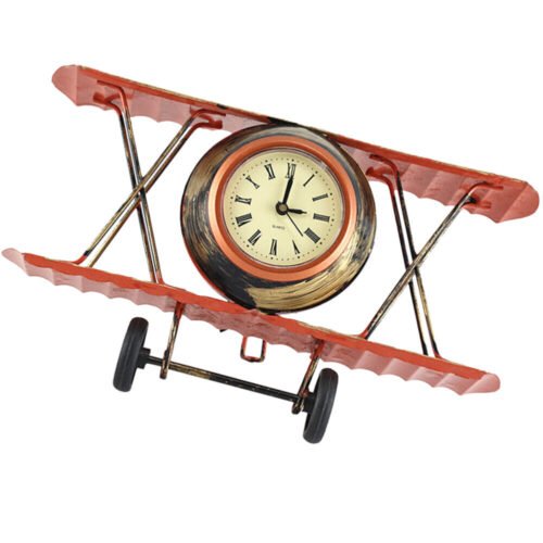 Table Clock Statue Decor Biplane Desk Classical Comfortable Decoration