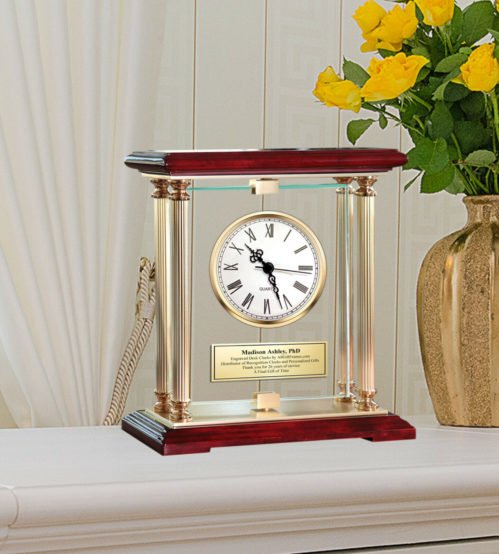 Table Engrave Clock Glass Anniversary Birthday Retirement Gift Personalized Love