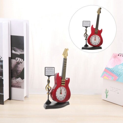 Tabletop Clock Adorn for Home Guitar Alarm Vinyl Record Decor Creative Student