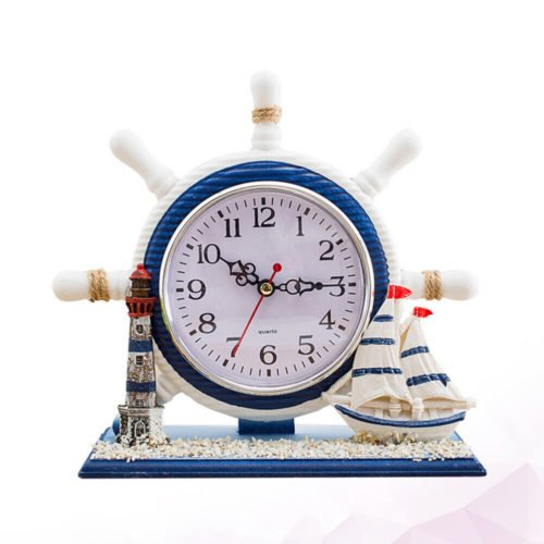 Table Wheel Decor Wheel Time Clock Resin Lighthouse Ornament