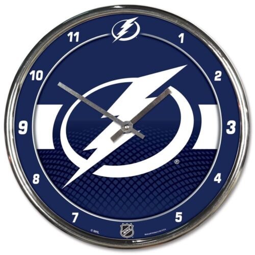 TAMPA BAY LIGHTNING 12" CHROME ROUND WALL CLOCK NEW WINCRAFT