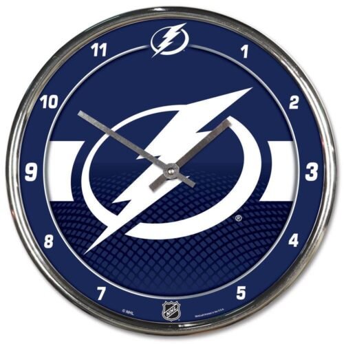 Tampa Bay Lightning Chrome Round Wall Clock [NEW] NHL Sign Banner Office Cave