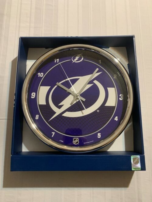 Tampa Bay Lightning NHL Round 12" Chrome Clock Wincraft Brand New