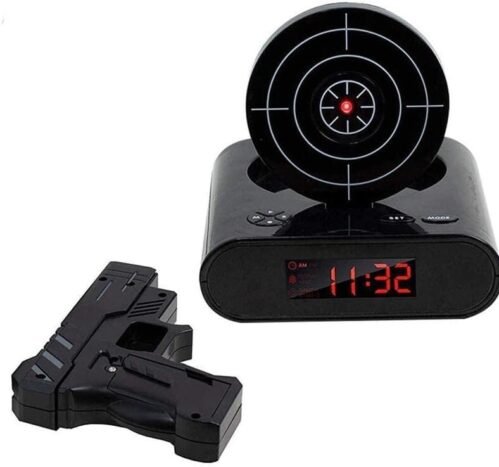 Target Alarm Clock for Heavy Sleeper, Creative Gun Alarm Clock, Shoot-to-Stop