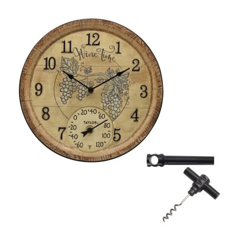 TAYLOR® PRECISION PRODUCTS 14-In. Wine Time Poly Resin Clock and...