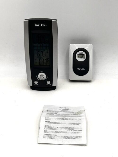 Taylor Wireless Weather Station with Clock Calendar Alarm 1512 Base Remote WORKS