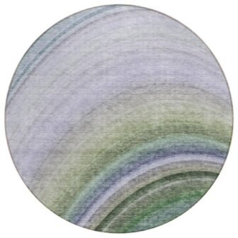 Teal Blue, Artichoke Green, Green 8 Round ft. Woven Abstract Polyester Round...