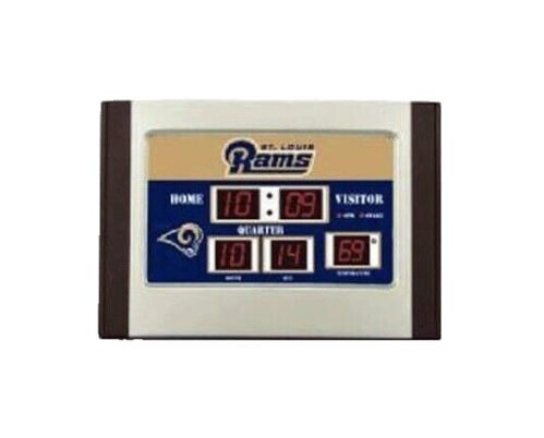Team Sports St. Louis Rams Scoreboard Desk Clock Digital Time, Date,Temperature