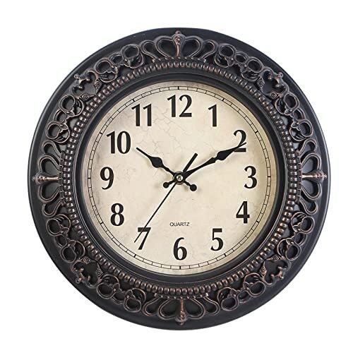 Tebery 12-Inch Silent Retro Quartz Clock, Decorative Wall Clock for
