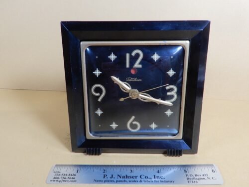 Telechron 3H155 Black Desk Clock Running White Cord Good Condition
