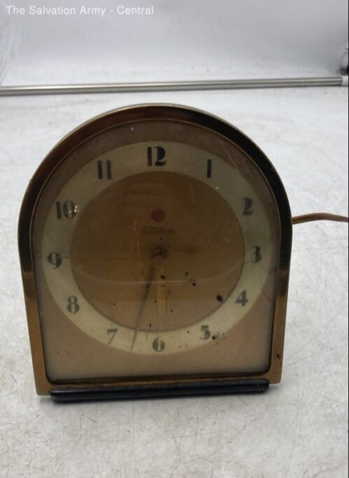 Telechron Gold Brass Arch Shape Collectible Decorative Electric Mantel Clock