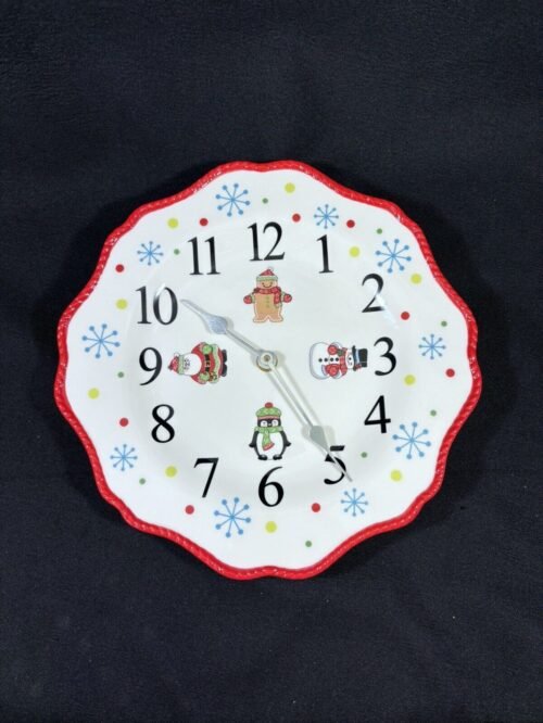 Temptations Christmas Winter Whimsy Holiday Wall Clock Gingerbread Santa Snowman