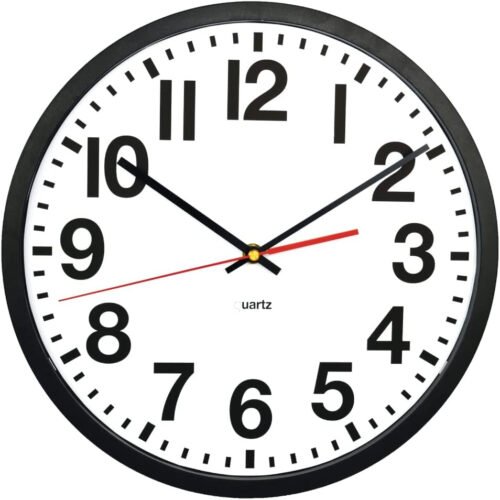 Tempus Contemporary Wall Clock - Battery Operated - Silent - Black/White - 13In
