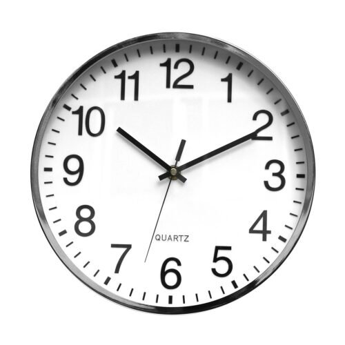 TEMPUS Contemporary Wall Clock with Silent Sweep Quiet Movement Metal 12" Chrome