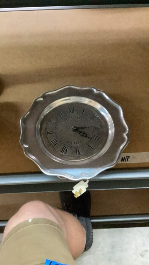 Tempus Fugit Silver Scalloped Clock Roman Numerals Wall Decor b3 bv