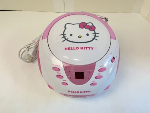 Tested ! **Hello Kitty** CD Player Radio Pink Cat Anime Digital Display AM/FM