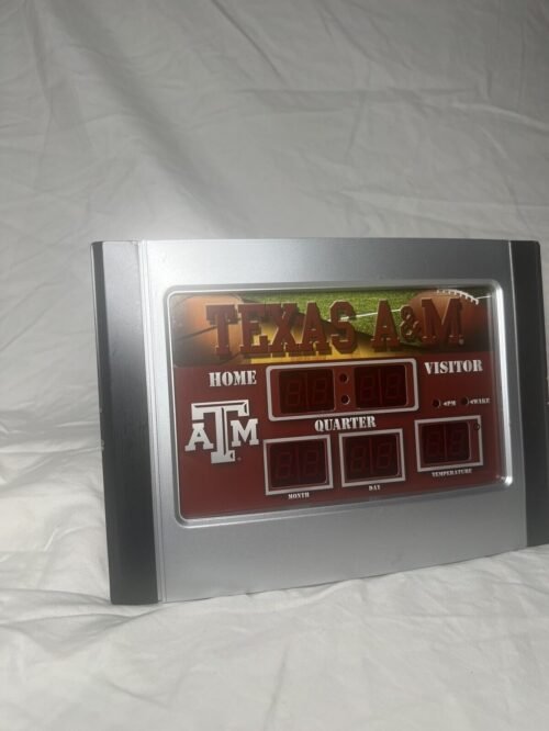 Texas A&M LED Indoor/Outdoor Scoreboard Desk Clock - Time, Date, Temp - 9”x6.5”