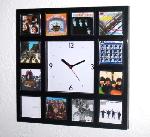 The Beatles Albums Clock with 12 pictures Abbey Road HELP Sgt Pepper White more