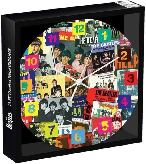 The Beatles Singles Collection 13.5” Wood Wall Clock. NEW