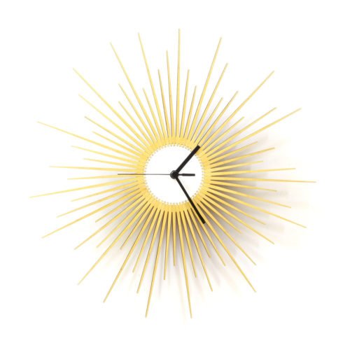 The Big Bang - Stylish Wooden Wall Clock with Glistening Golden Paint