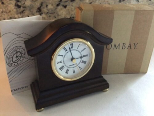 The Bombay Company Mini Clock Mahogany Wood Mantle Battery