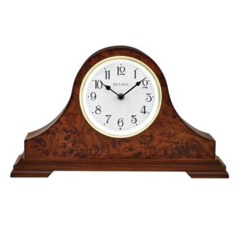 The Chandler lighted table clock in warm walnut finish a solid wood