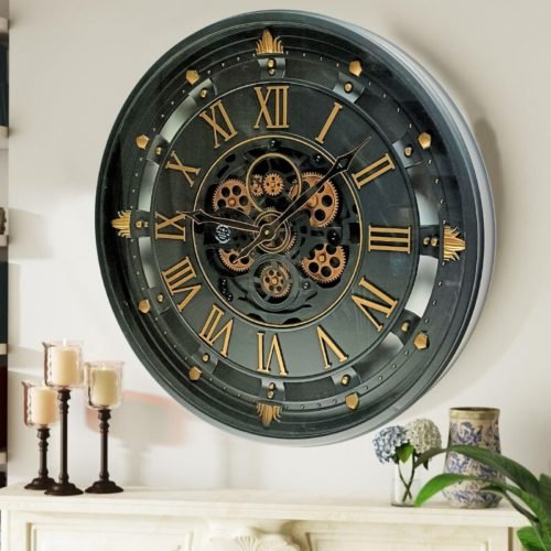 The Gears Clock 26'' Inch Real Moving Gear Wall Clock Belgium Line Black