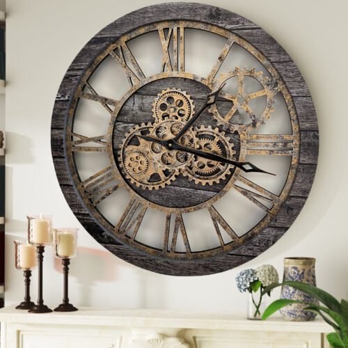 The Gears Clock AMERICA LINE WALL CLOCK ROUND 24 INCH CARBON GREY