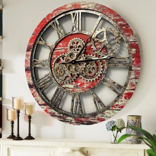The Gears Clock AMERICA LINE WALL CLOCK ROUND 24 INCH RED LAVA