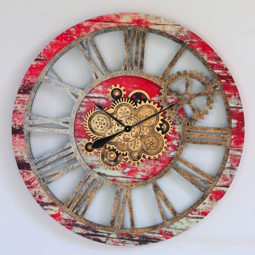 The Gears Clock AMERICA LINE WALL CLOCK ROUND 36 INCH RED LAVA