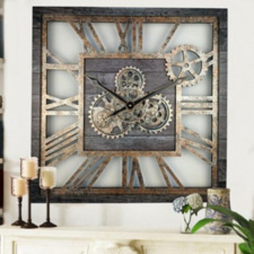 The Gears Clock AMERICA LINE WALL CLOCK SQUARE 24 INCH CARBON GREY