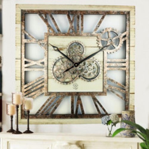 The Gears Clock AMERICA LINE WALL CLOCK SQUARE 24 INCH DESERT BEIGE