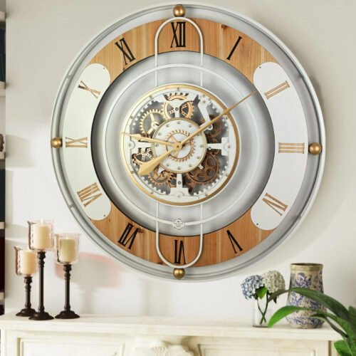The Gears Clock SWITZERLAND LINE WALL CLOCK ROUND 36 INCH WHITE