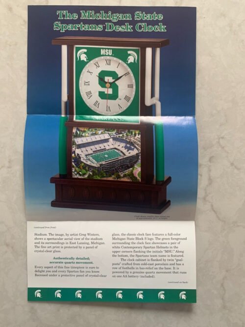 The Michigan State Spartans Desk Clock, Danbury Mint brochure
