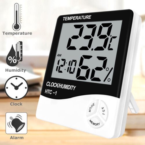 Thermometer Indoor Digital LCD Hygrometer Temperature Humidity Meter Alarm Cloc
