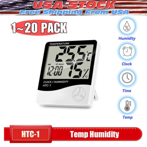 THERMOMETER INDOOR Digital LCD Hygrometer Temperature Humidity Meter Alarm Clock