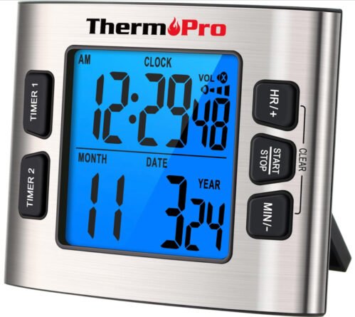 ThermoPro TM02 Digital LCD Kitchen Timer Dual Countdown Cooking Timer Loud Alarm