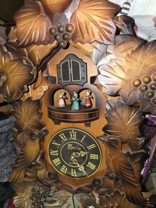 The Time Company Quartz Chalet Cuckoo Wooden Clock With Birds. READ...