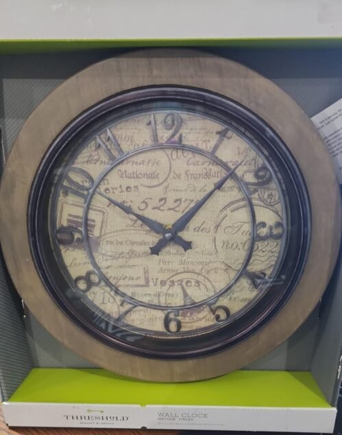 THRESHOLD WALL CLOCK ANTIQUE FINISH ~ 12'' X 12''