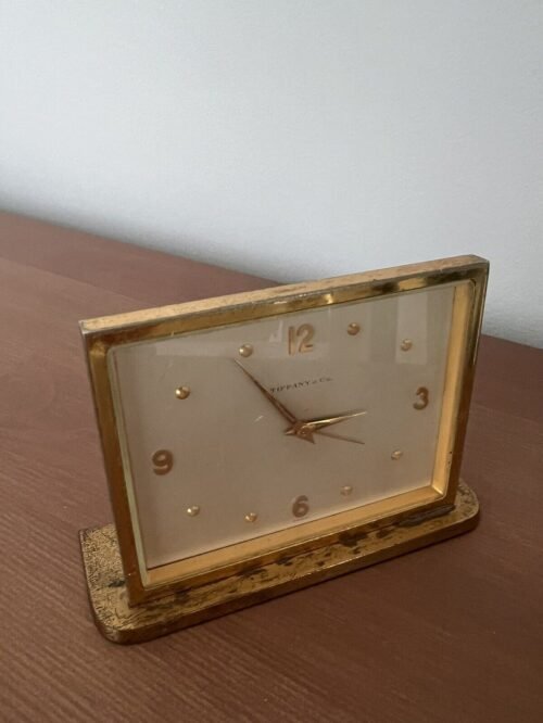 Tiffany & Co. Mid-Century Modern Brass Desk Clock | Art Deco Alarm Clock | MCM