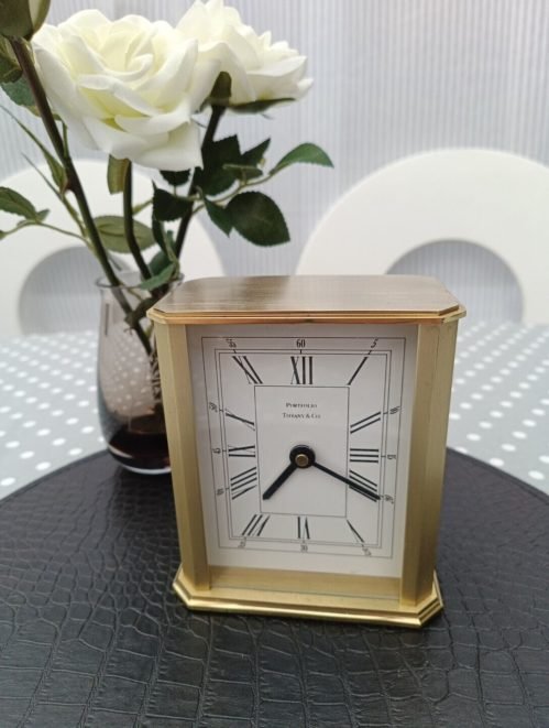 Tiffany & Co. Portfolio Brass Table Desk Carriage Clock - Working A22