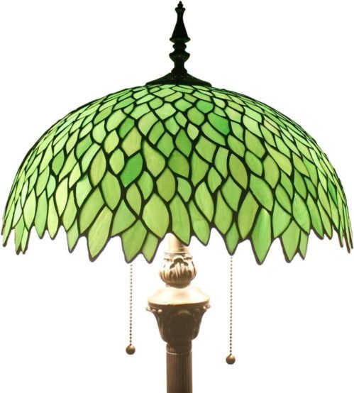 Tiffany Floor Lamp Green Wisteria Stained Glass Standing Reading Light 16X16X64