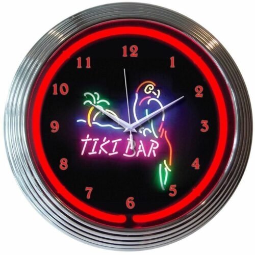 Tiki Bar Parrot Beer Bar 15" Wall Décor Neon Clock 8TIKIX