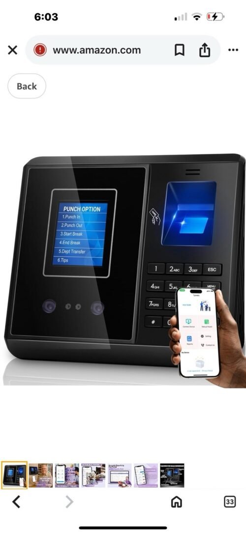 Time Clock for Small Business - App Control Wireless Connect, & No Monthly Fees