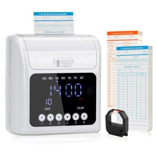 Time Clocks with Extra 100pcs Time Cards (2 Sided, Monthly, 3.34*7.4") Employ...
