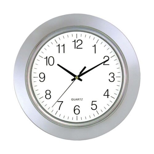 Timekeeper 13" Chrome Bezel Round Wall Clock Chrome Bezel Flat Glass Face Home