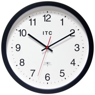 Time Keeper 14" Round Radio-Controlled Business Wall Clock - Black Plastic Case...