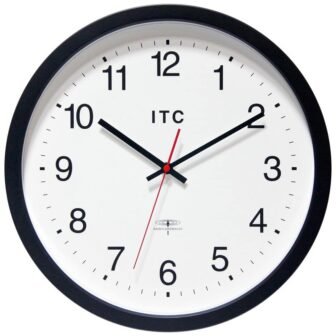 Time Keeper 14" Round Radio-Controlled Business Wall Clock - Black Plastic Case...