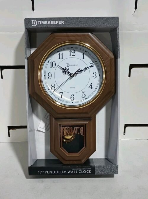 TIMEKEEPER Essex 18.75" Modern Pendulum Wall Clock (Faux Wood)